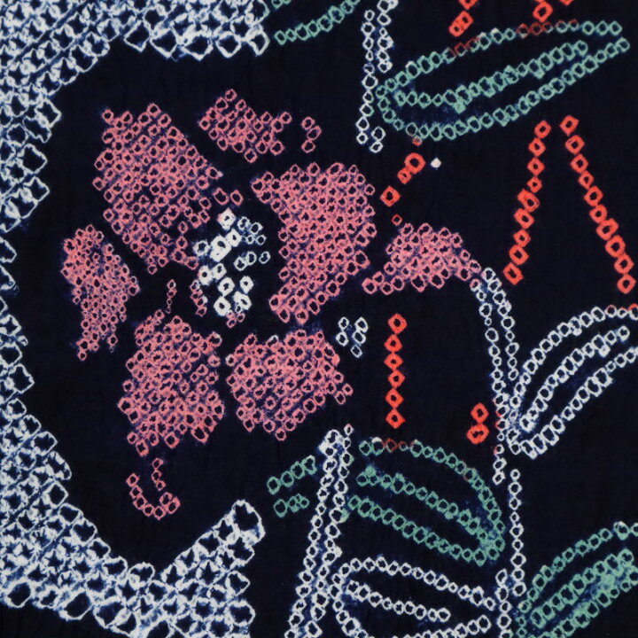 楽天市場】浴衣反物 手しぼり ユリの花模様 紺ネイビー 木綿 長さ11.8m  