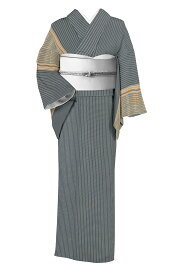 【お盆バーゲン】 【伝統工芸士　曽根武勇】 特選工芸紋織御召 ≪御仕立て上がり・中古美品≫ 「弥左衛門間道」 軽やかで繊細な織の表情… さすがの仕上がり！ 身丈161　裄66