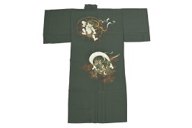 【エントリーでP10倍】【大蔵ざらえ】 【男物】 金彩絵羽長襦袢 金彩額裏 2点セット 「風神雷神」 小粋あふれる男のたしなみ！ いまでは希少な高級裏物！