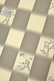 [男物]メンズ襦袢 キングサイズ 広幅反物 (D)鳥獣戯画 ベージュ No.8801-A