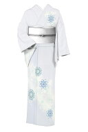 【単衣仕立てサービス】 【東レシルック】 ちりめん付下着尺 「宝相華・淡藤色」 お手入れ簡単！ セミフ…