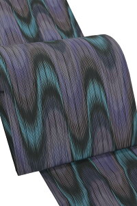 “31日23時迄!” 【ハロウィン限定クリアランス】 【夏・単衣】【伝統工芸作家 七代目・吉澤与市】 特選明石縮全通袋帯 <波筬明石> 「太子間道 黒」 センス柄を厳選仕入れ! 希少な