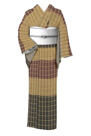 【伝統工芸士　曽根武勇】 特選工芸紋織御召 ≪御仕立て上がり・中古美品≫ 「吉野格子」 軽やかで繊細な織の表情… さすがの仕上がり！ 身丈155　裄67