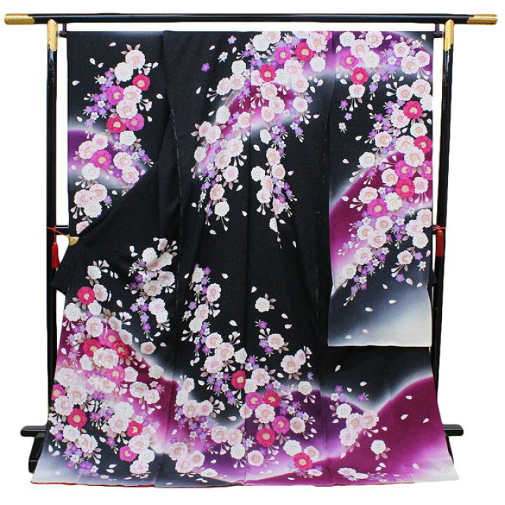 楽天市場】振袖 正絹 格安 新品 仮絵羽 生地 単品 正絹 未仕立て品 黒 