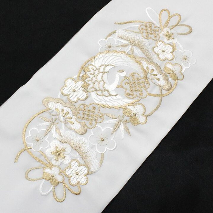 楽天市場】半衿 刺繍 振袖 半襟 袴 白 金 鶴 飛翔 松竹梅 シルエリー 