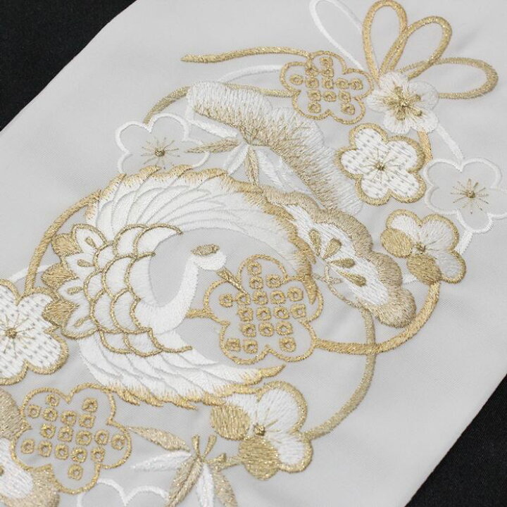 楽天市場】半衿 刺繍 振袖 半襟 袴 白 金 鶴 飛翔 松竹梅 シルエリー 