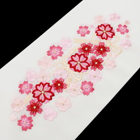 半衿 刺繍 半襟 はんえり ピンク 白 桜 振袖 袴 成人式 卒業式 結婚式 刺繍半襟 洗える モダン 大人 女性 レディース ポリエステル シルエリー 春秋冬用 新品購入 お買い物マラソン