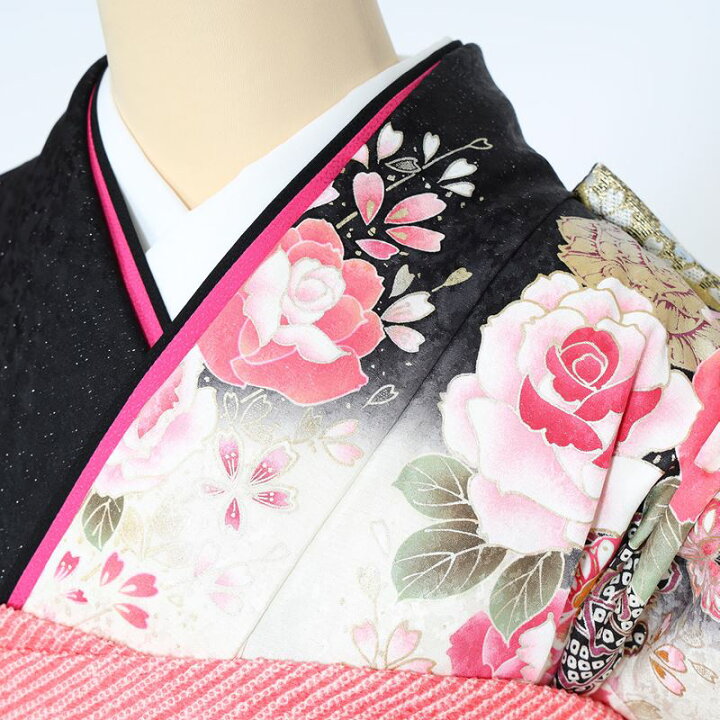 楽天市場】【レンタル】 振袖レンタル 成人式 振袖 黒 白 ピンク 花 