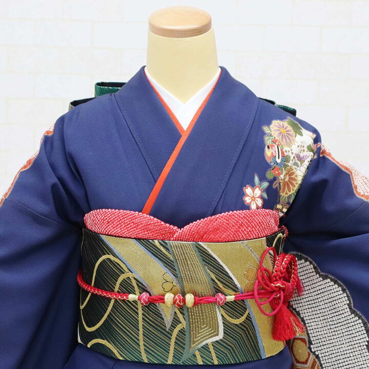 楽天市場】振袖 中古 フルセット 長襦袢セット 販売 正絹 成人式 紺 