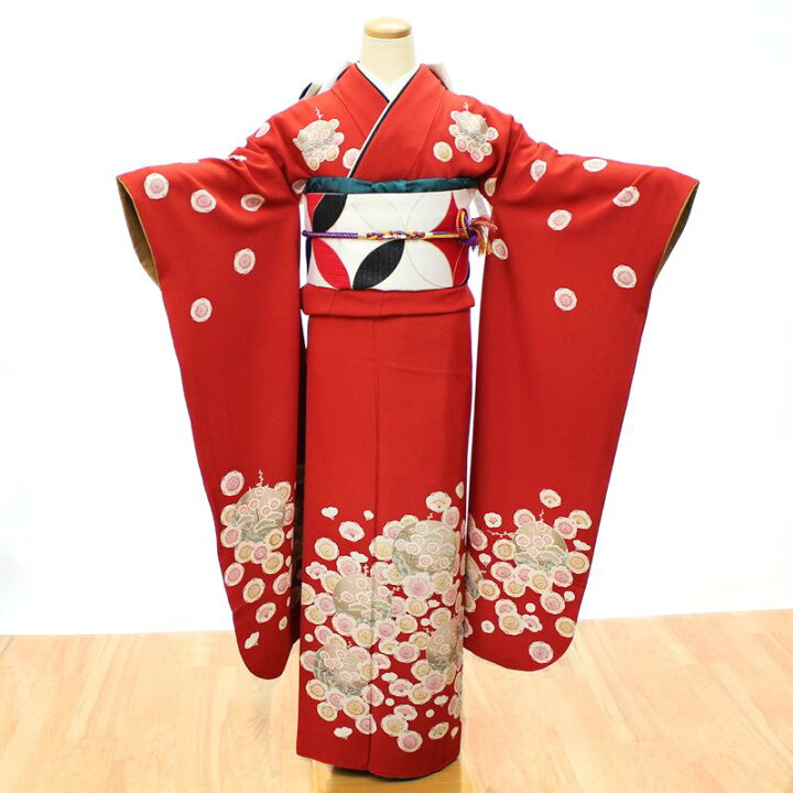 楽天市場 振袖 中古 フルセット 帯新品 ブランド こむさでもーど 正絹 一式 格安 リサイクル 着物 成人式 結婚式 卒業式 和服 和装 仕立て上がり ガード加工済 朱赤 昭和 レトロ 大正ロマン 浪漫 モード感 ちりめん 縮緬生地 シック 着付け お稽古などに きもの京香