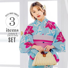 安くて可愛い浴衣セット 浴衣セット レディース 浴衣3点セット（浴衣＋帯＋おまかせ下駄）「菱形・瓢箪・菊・鉄線・梅橘・蔦、鳥」フリーサイズ 綿浴衣 プレタ お仕立て上がり 大人 個性的 レトロモダン 女性用 女性浴衣 ゆかた yukata【送料無料】【メール便不可】