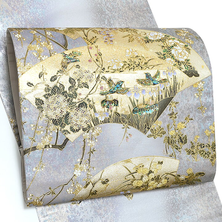 楽天市場】【Prices down】未仕立て袋帯 「扇面に草花」 西陣織 螺鈿  