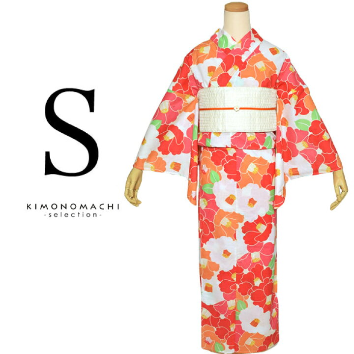 楽天市場】【Prices down2】Sサイズ 浴衣単品「赤×オレンジ 椿 