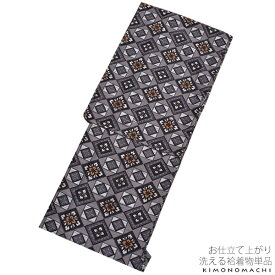 【Prices down2】紬風 袷着物単品「グレー 菱」M、Lサイズ 洒落着 洗える着物 ポリエステル着物 ＜H＞【メール便不可】ss2512kck35