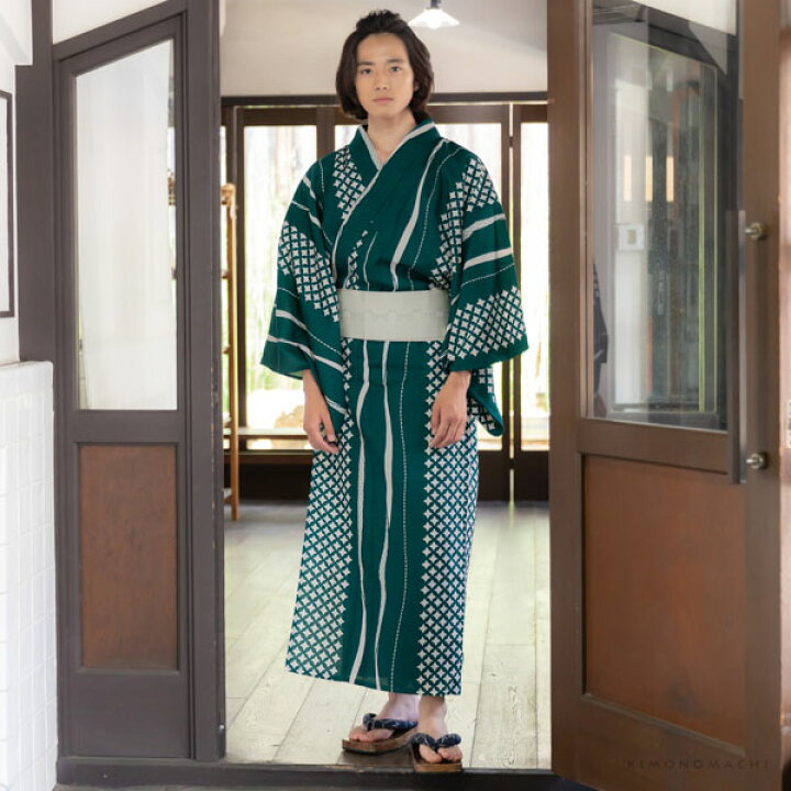 浴衣 メンズ 黒グレー矢羽根 M メンズ浴衣 S L Ll 単品 男性浴衣