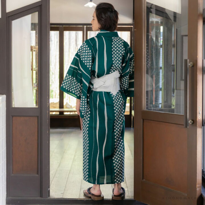 浴衣 メンズ ブルー矢羽根 M S Ll L メンズ浴衣 単品 男性浴衣