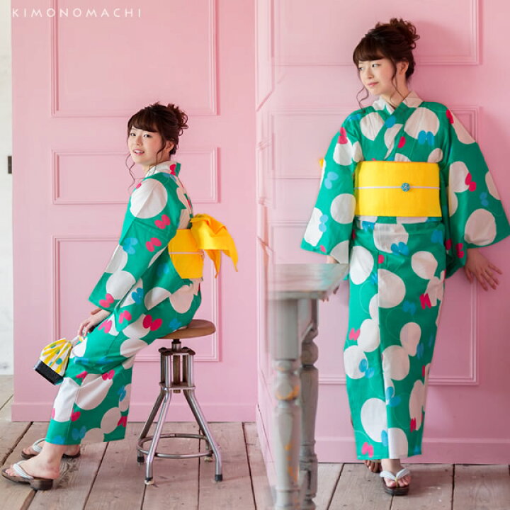 楽天市場】京都きもの町オリジナル 浴衣セット「グリーン 蝶」S フリー 