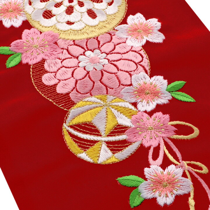 楽天市場】【Prices down5】刺繍 半衿「赤色 毬、花薬玉」刺繍半襟 前 