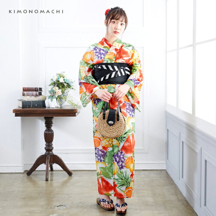楽天市場 浴衣 レディース 単品 トロピカルフルーツ S F Tl Ll サイズ Kimonomachi 京都きもの町 オリジナル レトロ モダン かわいい 大人柄 変わり織り綿 女性浴衣単品 女浴衣 ゆかた Yukata メール便不可 Ss26ykl30 京都きもの町