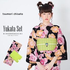 ツモリチサト　女性浴衣セット　オシャレな浴衣 浴衣セット「黒色　薔薇」tsumori chisato レディース 綿浴衣 日本製 【メール便不可】ss2206ykl50