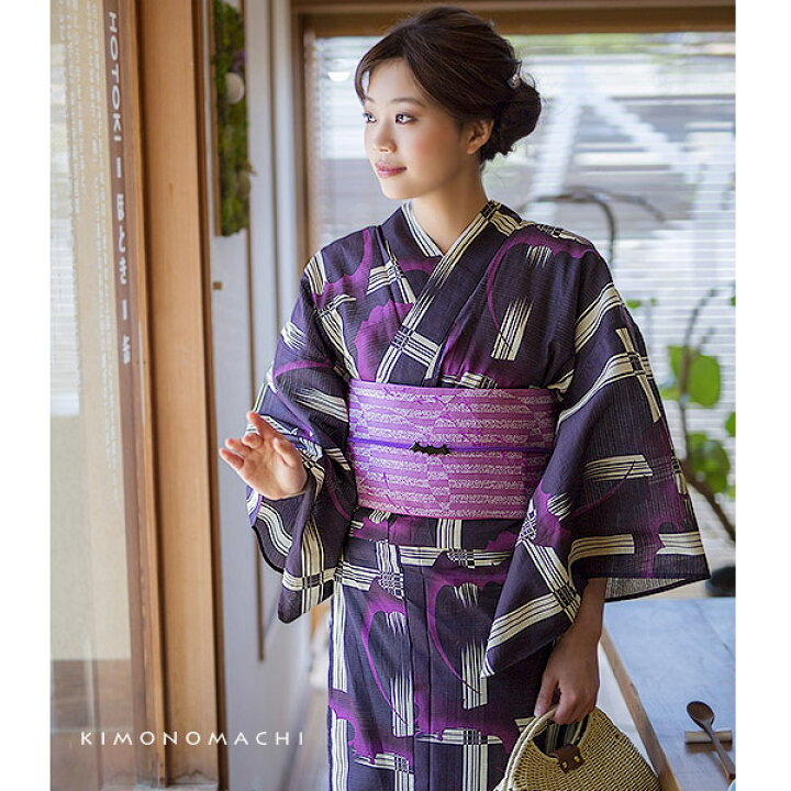 浴衣 セット 浴衣セット 大人 レディース かわいい 新品 紫 みなぎっ  