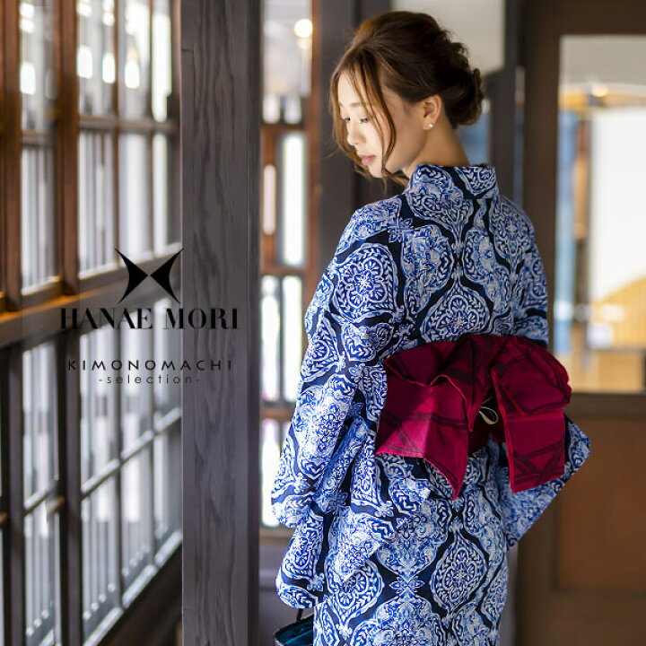 楽天市場】【Prices down】HANAE MORI 浴衣単品「濃藍色 更紗 