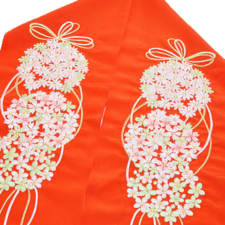 楽天市場】【Prices down2】振袖 半衿「橙色 花薬玉」刺繍半衿 振袖