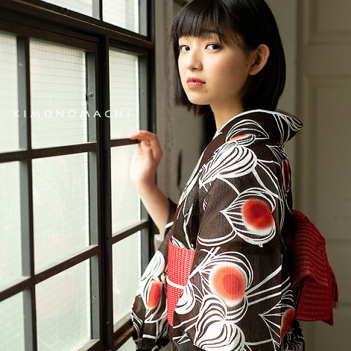 楽天市場 最大5000円offクーポン 7 15迄 浴衣 レディース ほおずき 黒茶 綿絽 大人 個性的 花火大会 夏祭り 女性浴衣 女性ゆかた 浴衣単品 夏着物 きもの町オリジナル Kimonomachi メール便不可 Ss26ykl15 京都きもの町