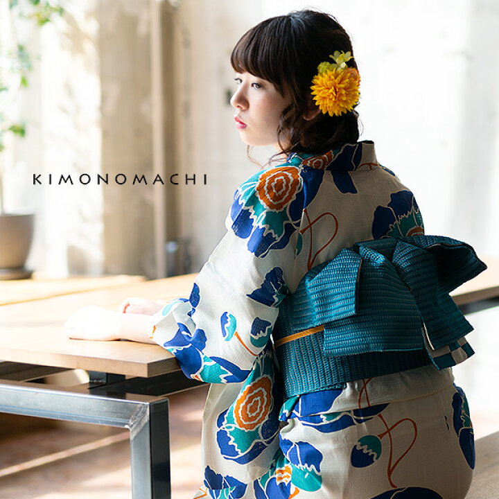 【87%OFF!】 KIMONOMACHI オリジナル 女性浴衣3点セット ブルー薔薇 浴衣+帯+下駄フリーサイズ limoroot.com