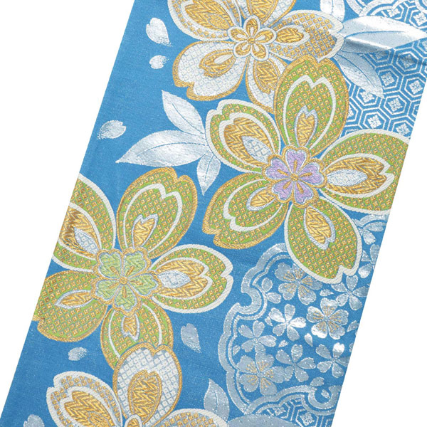 楽天市場】【Prices down】振袖 帯 「青色 雪輪に桜」 日本製 西陣織 