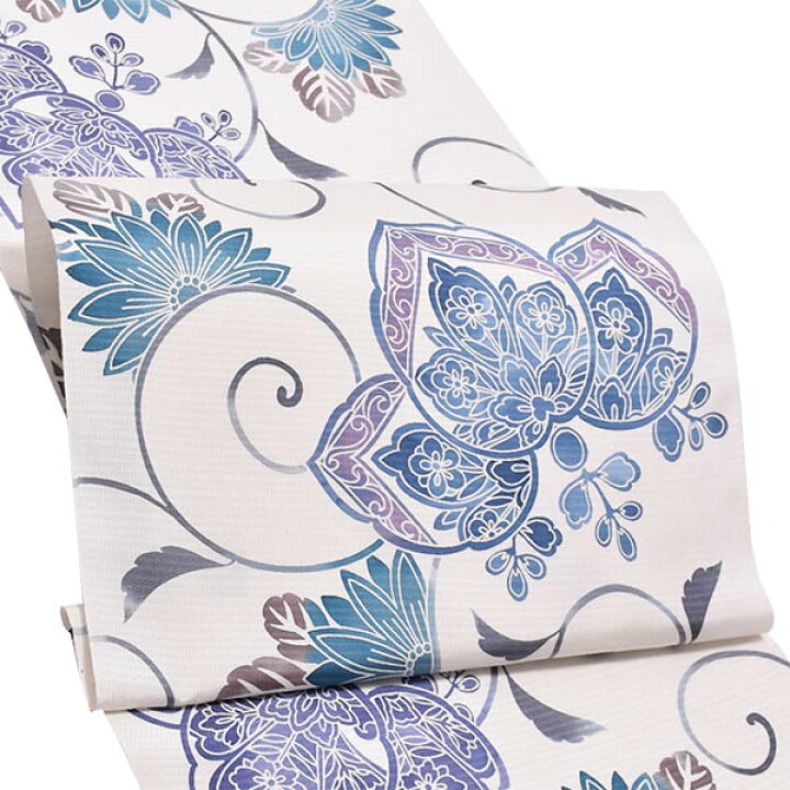 楽天市場】【Prices down】大島染め名古屋帯 「白地 薄藍に桐と菊  