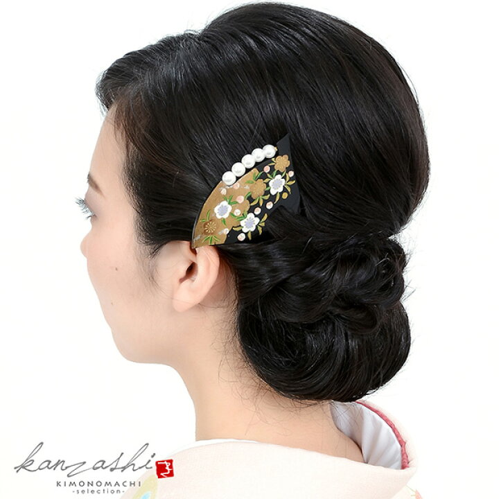 市場 高級 簪 バチ型 振袖 フォーマル 黒 浴衣 透かし彫り 髪飾り かんざし パール 留袖 大き目 かみどめ 礼装用 螺鈿細工 訪問着