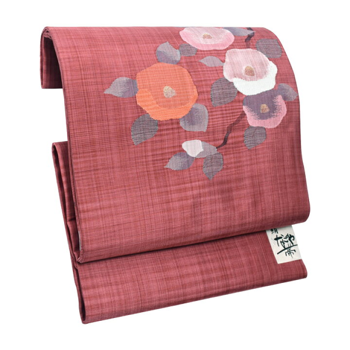 楽天市場】正絹名古屋帯 「赤色 椿」 お仕立て上がり名古屋帯 お太鼓柄  