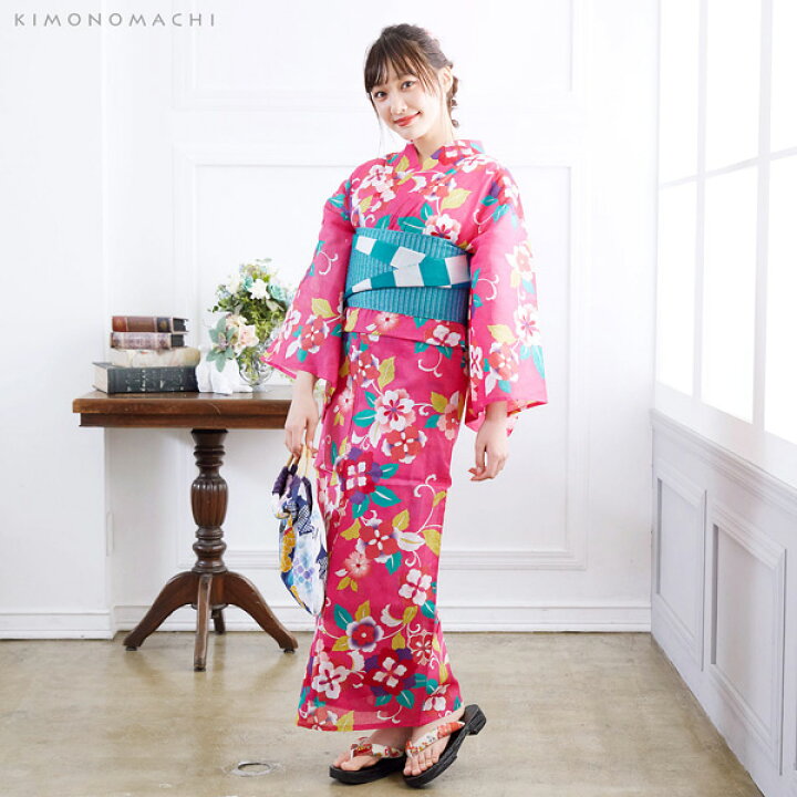 楽天市場 浴衣 セット レディース 大人 浴衣セット 浴衣2点セット 浴衣 帯 浴衣 ピンク唐草 半幅帯 ターコイズ市松 リバーシブル 大人柄 個性的 レトロモダン 花火大会 夏祭り 女性用浴衣 女性浴衣 ゆかた Yukata メール便不可 Ss26ykl 京都きもの町