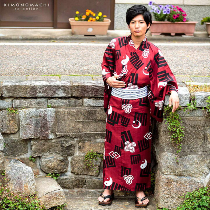楽天市場 浴衣 メンズ 単品 男浴衣 エンジ地 源氏香と紋 M L Ll 3l 4l 4tl 5tl メンズ浴衣 男性浴衣 男性用浴衣 大きいサイズ ゆかた Yukata メール便不可 Ss26men30 京都きもの町
