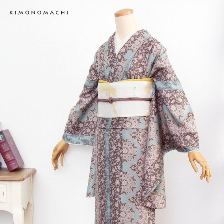 楽天市場】二尺袖着物 単品 「縞更紗 水色」 KIMONOMACHI  