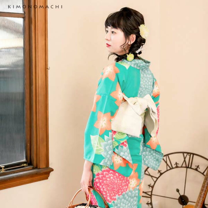 楽天市場】レディース 浴衣2点セット(浴衣＋帯) 「浴衣 グリーン  