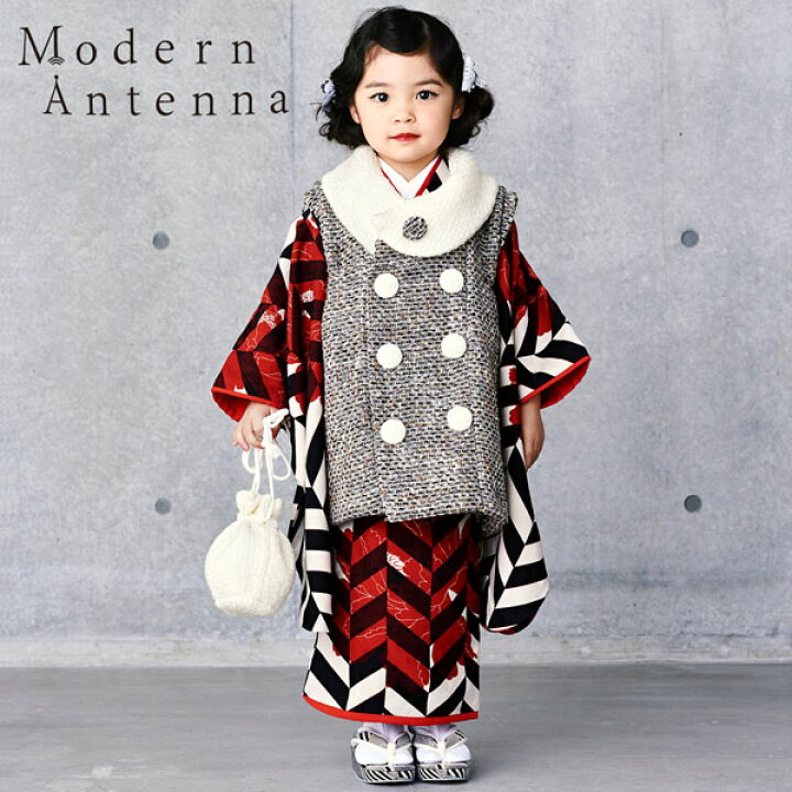楽天市場 七五三 着物 3歳 ブランド被布セット Modern Antenna モダンアンテナ 白 黒 牡丹 グレー 女の子 被布コート 6点フルセットに足袋と腰ひもと刺繍半衿プレゼント 着物セット 3才 女児用 三歳被布セット 送料無料 メール便不可 京都きもの町