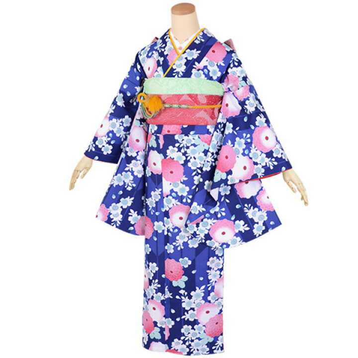 楽天市場】【中古品】ジュニア用 振袖単品 「紺 矢羽根に菊と桜 