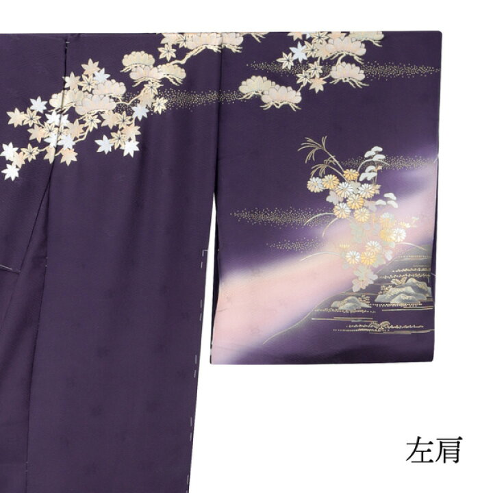 楽天市場】未仕立て 訪問着 単品 桂由美 「深紫色 松、菊に水辺文 