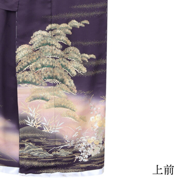 楽天市場】未仕立て 訪問着 単品 桂由美 「深紫色 松、菊に水辺文 