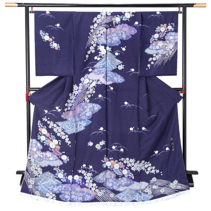 楽天市場】未仕立て 訪問着 単品 桂由美 「花紫 雲取に辻が花模様  