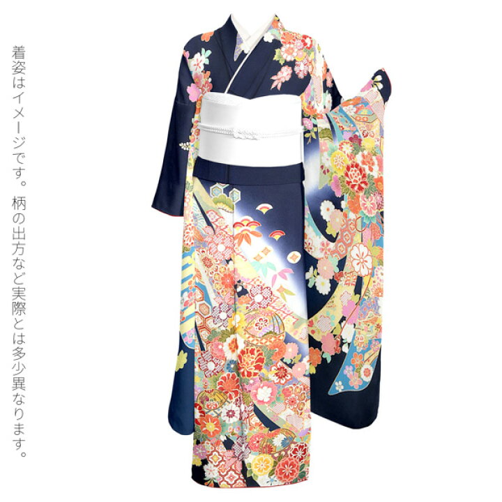 楽天市場】【新古品】お仕立て上がり 振袖単品 「紺瑠璃 蔓帯に鈴 