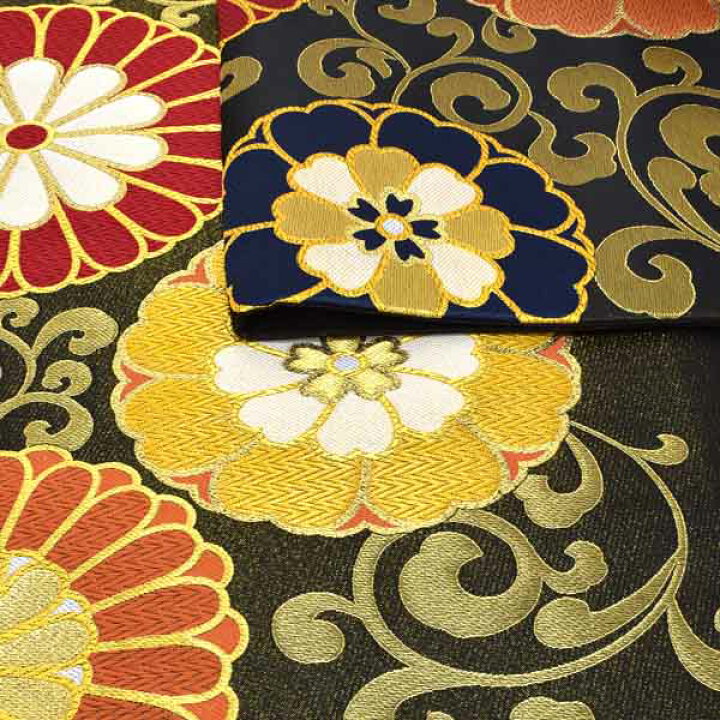 楽天市場】振袖袋帯「黒×ゴールド 菊と唐草」お仕立て上がり 振袖用 