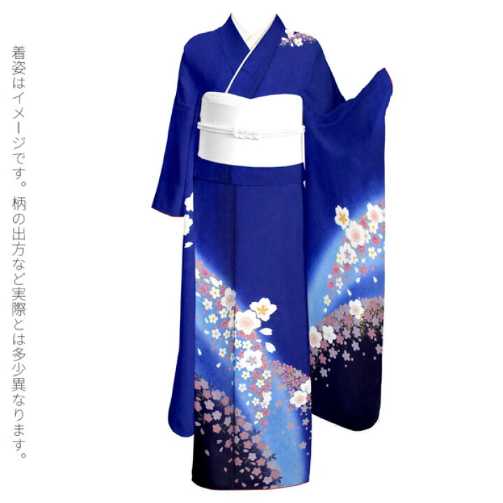 楽天市場】【中古品】仕立て上がり 正絹 振袖「瑠璃色 桜」貸衣装処分 