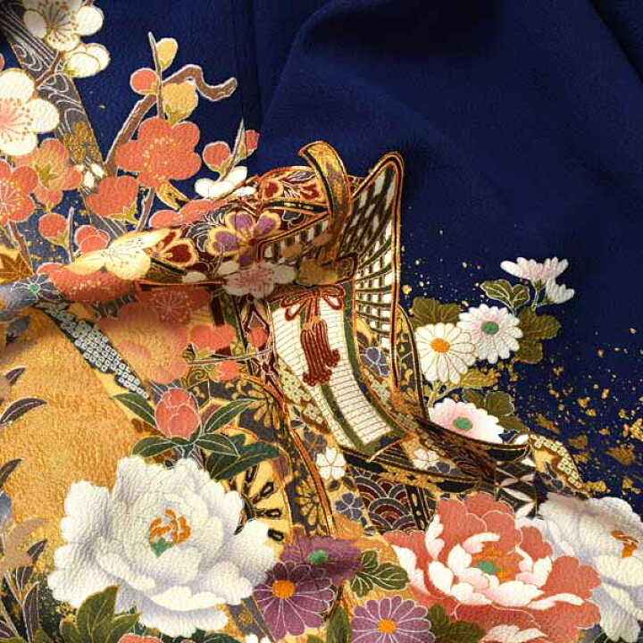 楽天市場】【中古品】仕立て上がり 振袖「留紺 四季花に御所車、蔓帯 