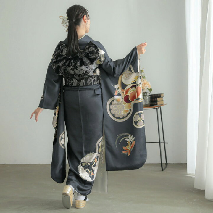 楽天市場】未仕立て 振袖 22点セット「Dear 濃グレー 花丸文」仮絵羽 