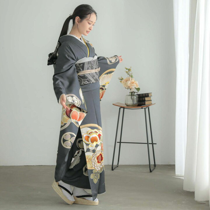 楽天市場】未仕立て 振袖 22点セット「Dear 濃グレー 花丸文」仮絵羽 