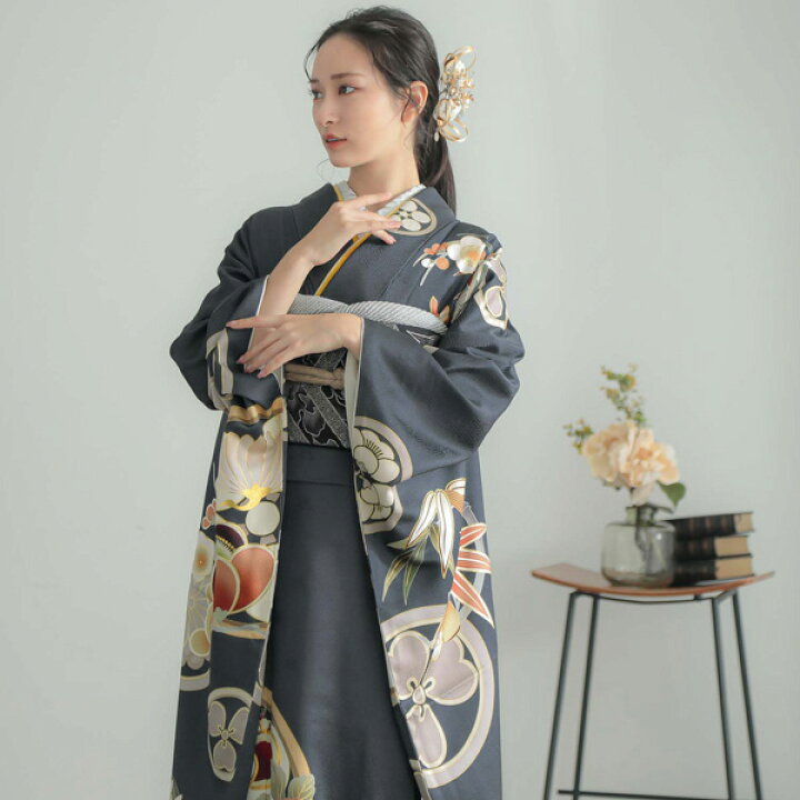 楽天市場】未仕立て 振袖 22点セット「Dear 濃グレー 花丸文」仮絵羽 