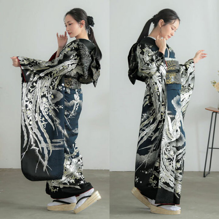 楽天市場】未仕立て 振袖 22点セット「Beatiful Japan ブルー×黒 鳳凰 
